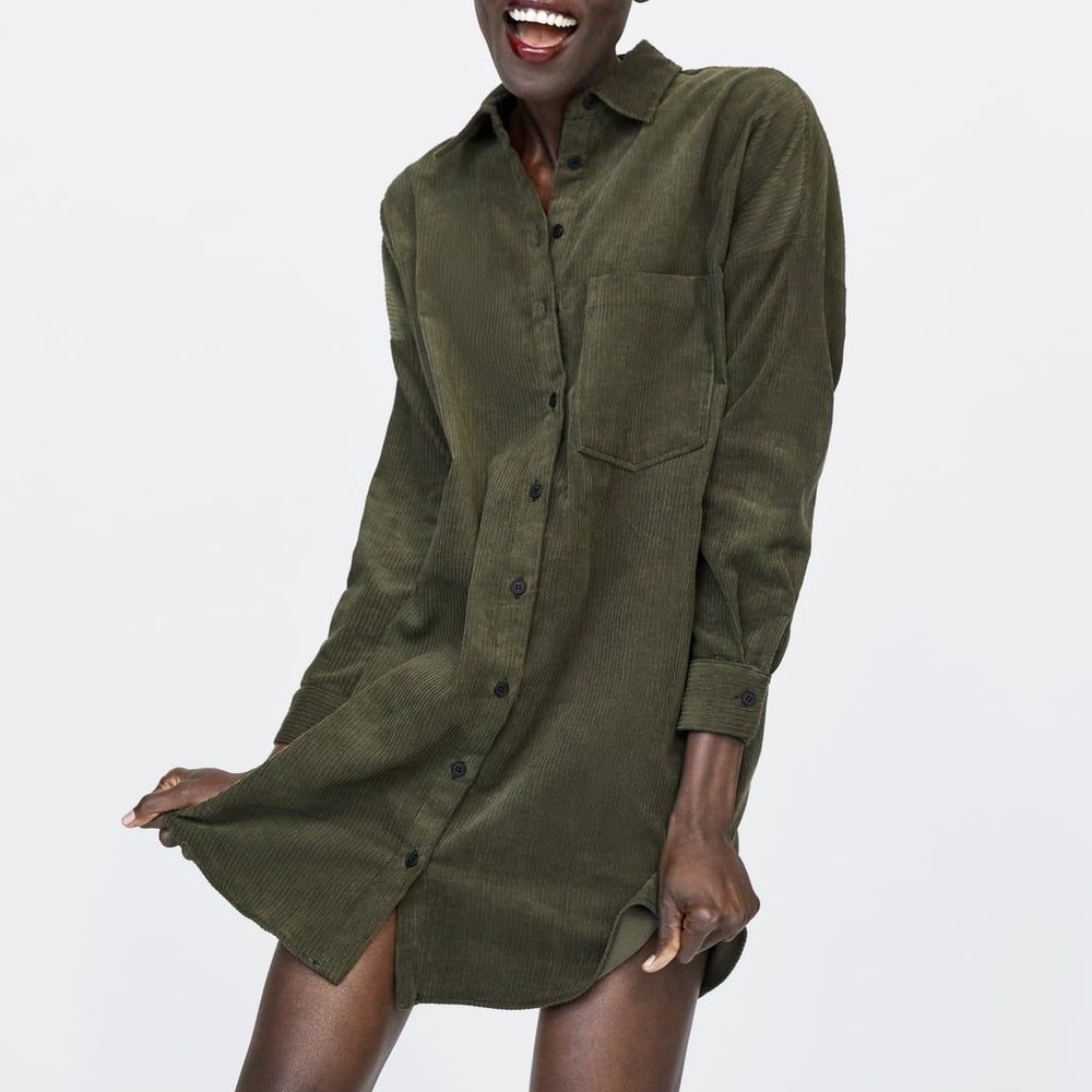 Zara Corduroy Shirt Dress